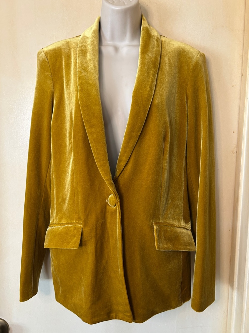 INC International Concepts Mustard Yellow Velvet Blazer size S